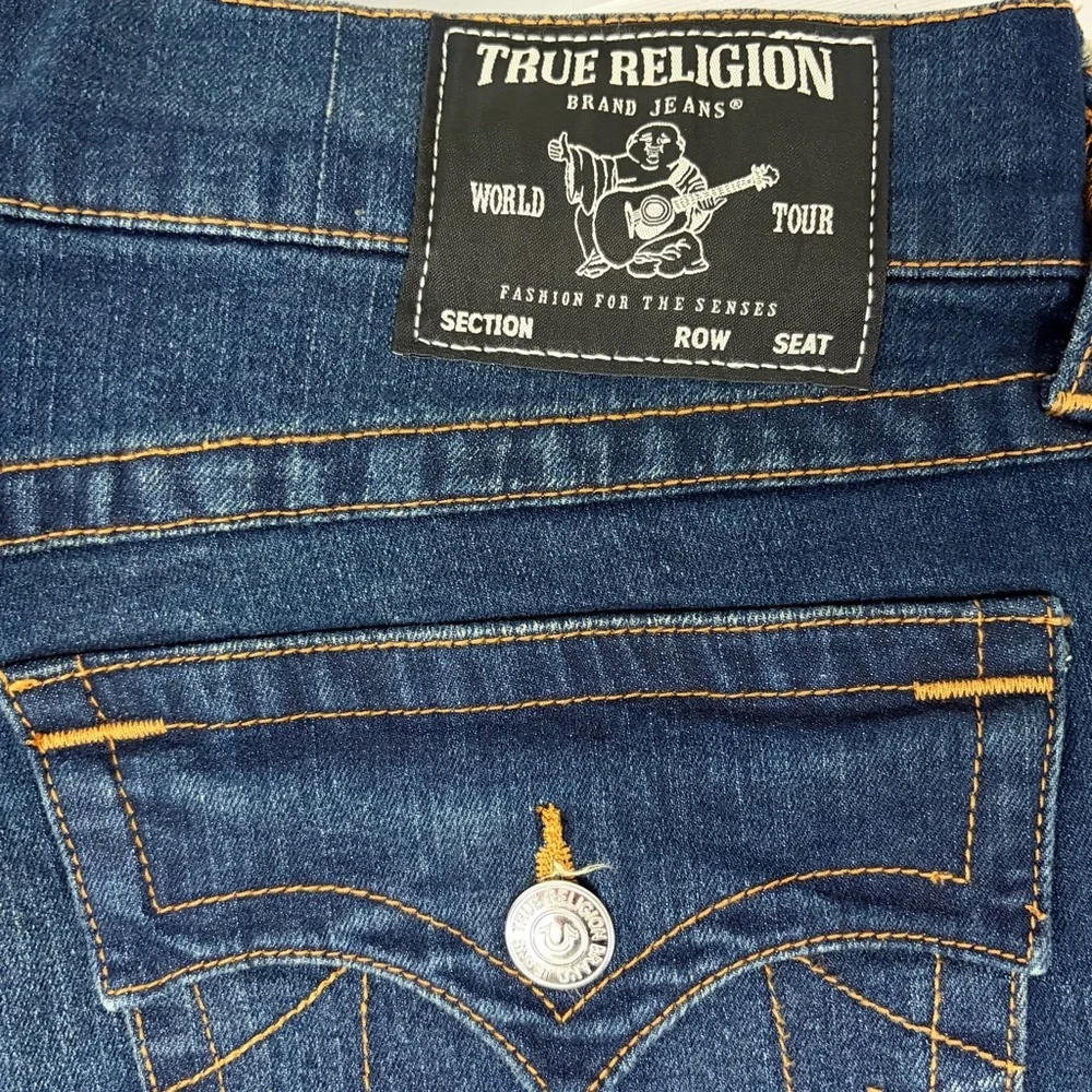 True Religion Ricky Straight Jeans Mens 34x32 Dark Wash Flap Pocket NWT
